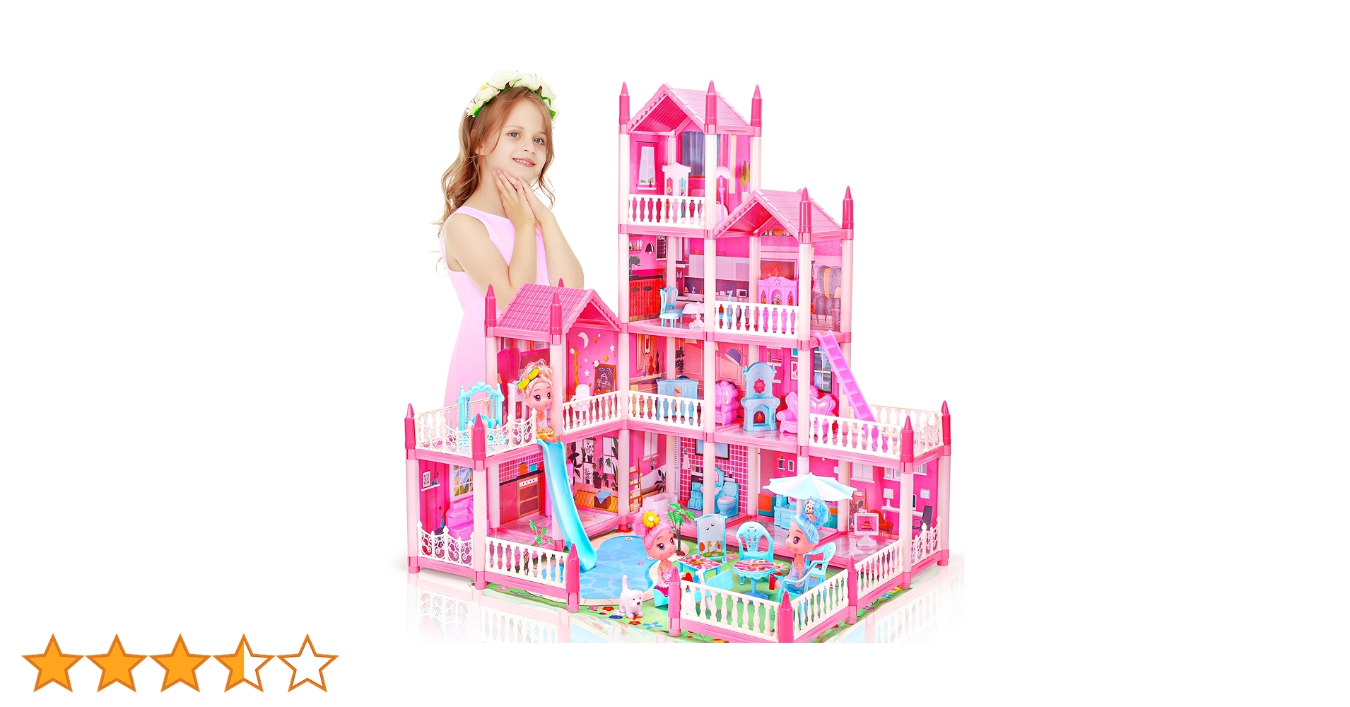 Amazon | AmiDear ドールハウス 4階建ての11部屋付き ドリーム